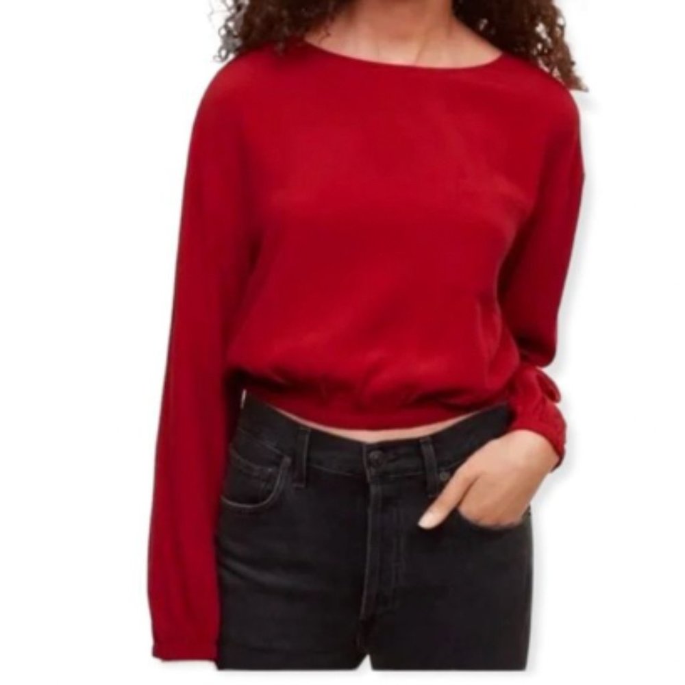 Aritzia Wilfred Free Bekah Crop Top - Black Long Sleeve